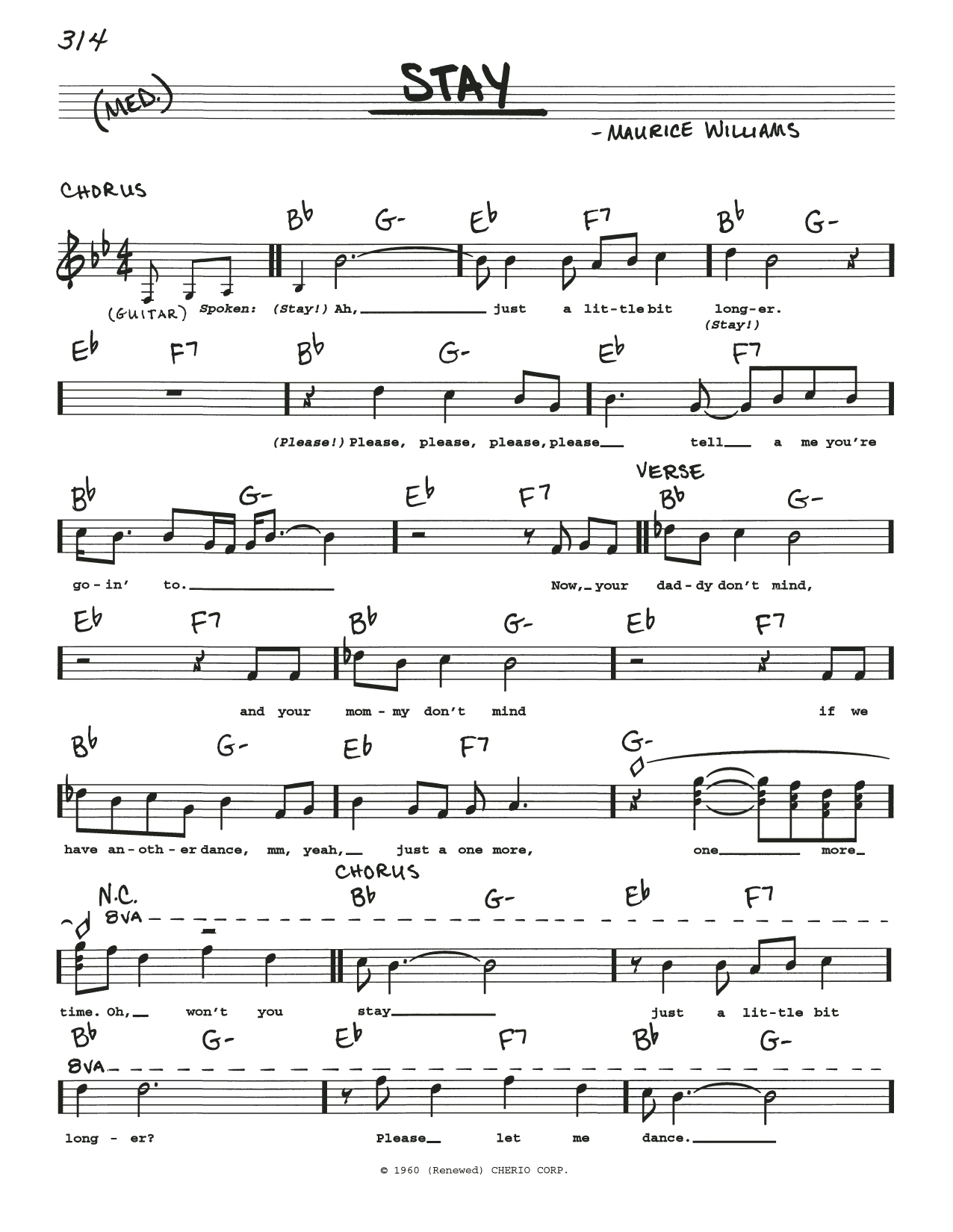 Maurice Williams & The Zodiacs Stay sheet music notes and chords. Download Printable PDF.