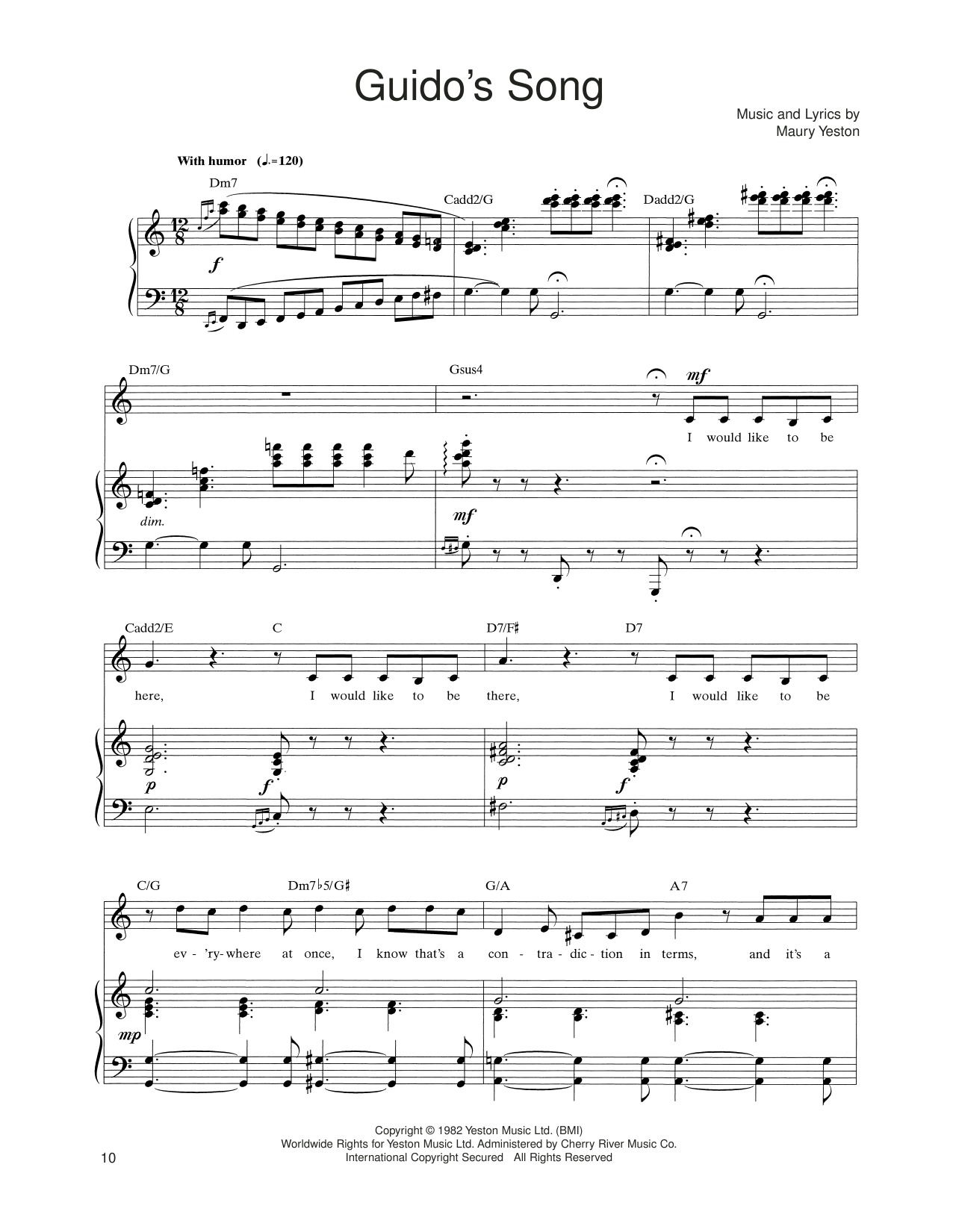 Maury Yeston Guido's Song (from Nine) sheet music notes and chords. Download Printable PDF.