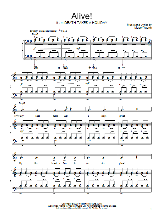 Maury Yeston Alive! sheet music notes and chords. Download Printable PDF.