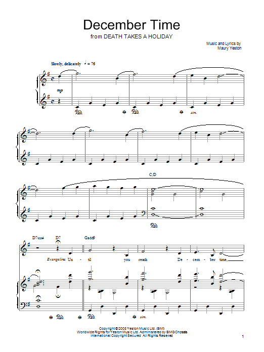 Maury Yeston December Time sheet music notes and chords. Download Printable PDF.