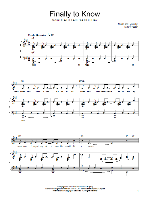 Maury Yeston Finally To Know sheet music notes and chords. Download Printable PDF.