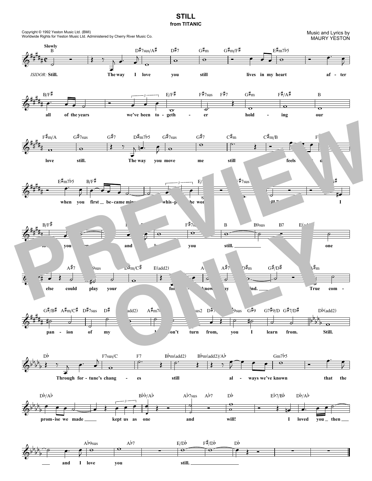 Maury Yeston Still sheet music notes and chords. Download Printable PDF.