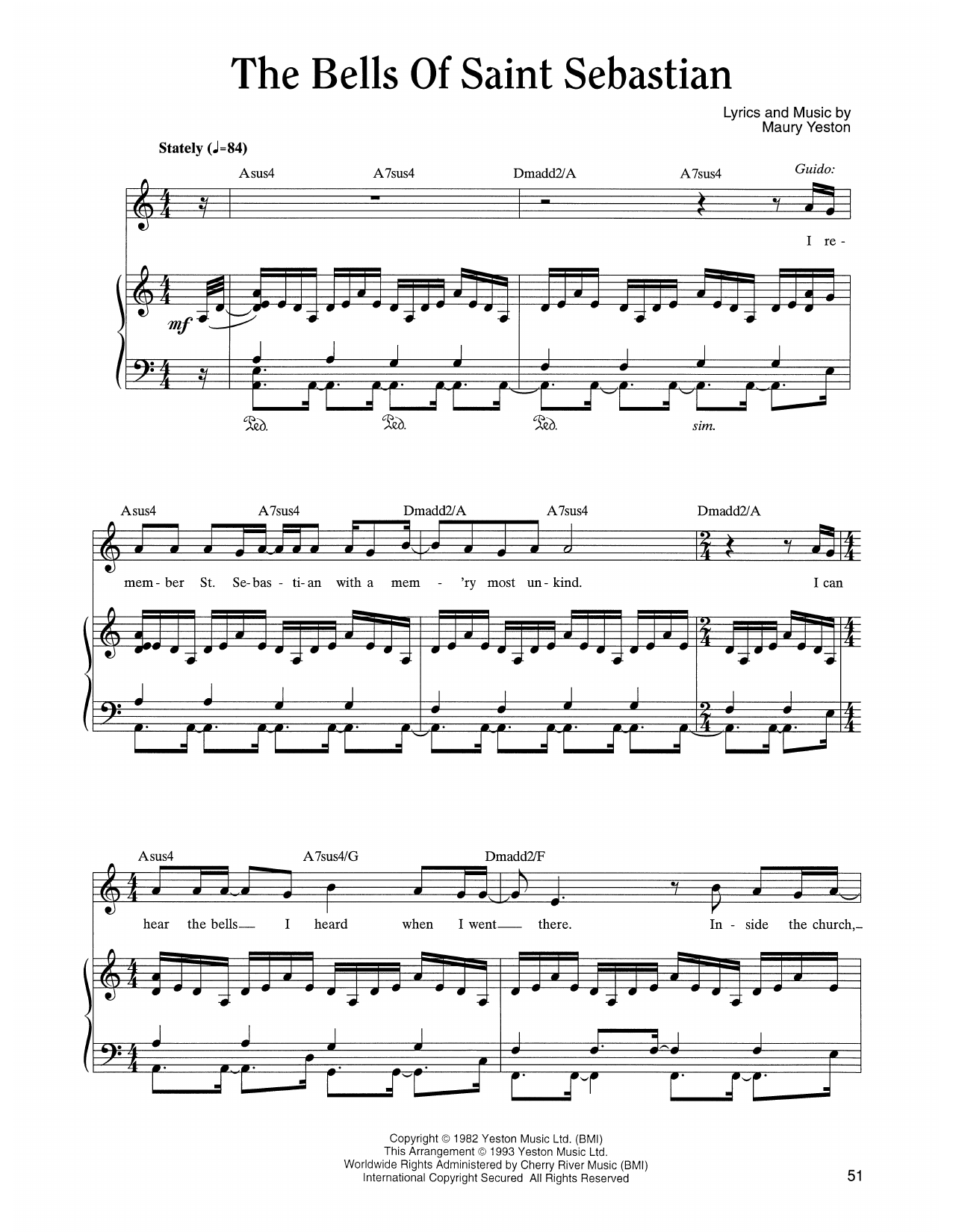 Maury Yeston The Bells Of Saint Sebastian (from Nine) sheet music notes and chords. Download Printable PDF.