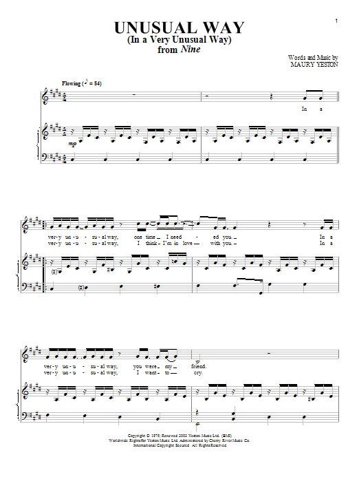 Maury Yeston Unusual Way sheet music notes and chords. Download Printable PDF.