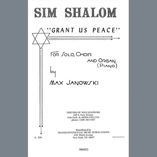 Max Janowski Sim Shalom (Grant Us Peace) Profile Image