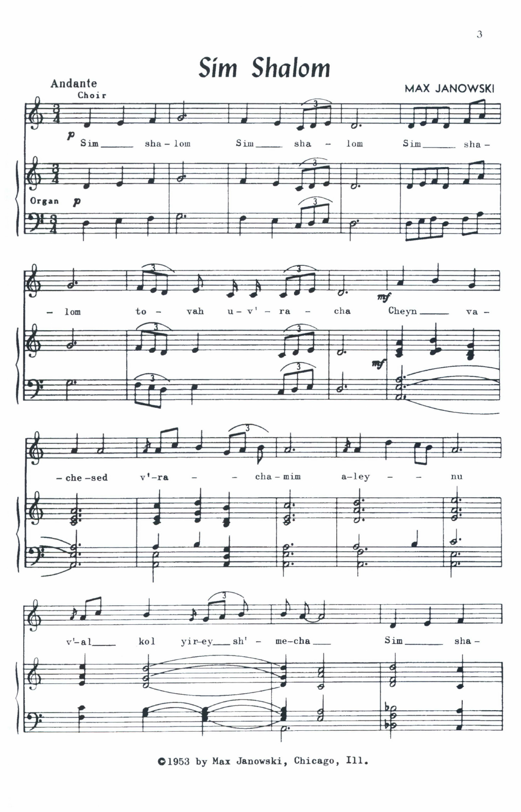 Learn to play Max Janowski Sim Shalom (Grant Us Peace) sheet music for SATB Choir in minutes. Price: 3.9900$ Max Janowski Sim Shalom (Grant Us Peace) sheet music notes and chords arranged for SATB Choir
