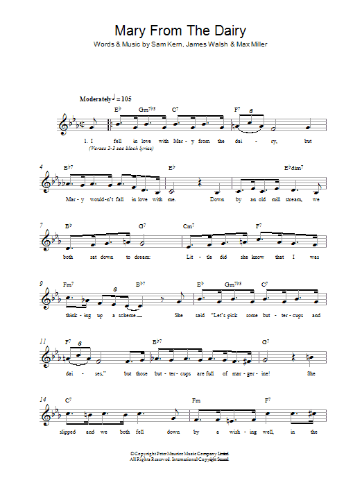 Learn to play Sam Kern Mary From The Dairy sheet music for Lead Sheet / Fake Book in minutes. Price: 5.9900$ Sam Kern Mary From The Dairy sheet music notes and chords arranged for Lead Sheet / Fake Book