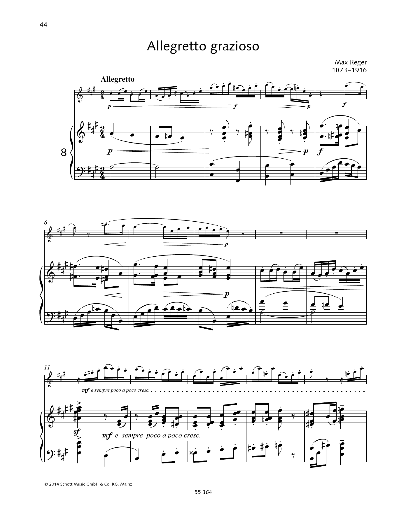 Max Reger Allegretto Grazioso sheet music notes and chords. Download Printable PDF.