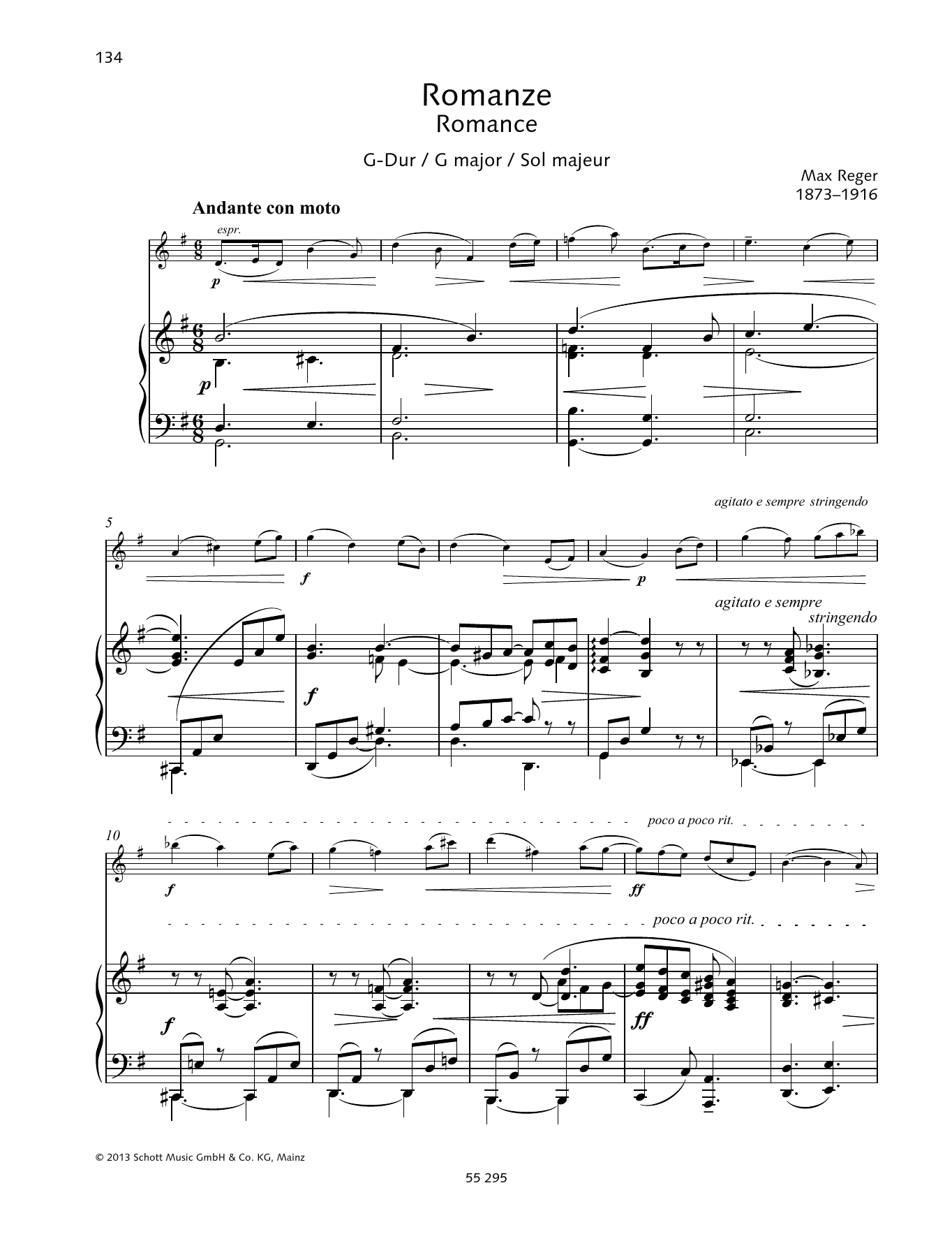 Learn to play Max Reger Romance G major sheet music for String Solo in minutes. Price: 4.4900$ Max Reger Romance G major sheet music notes and chords arranged for String Solo