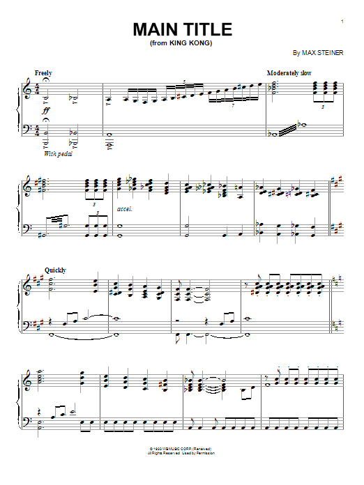 Learn to play Max Steiner King Kong (Main Title) sheet music for Piano Solo in minutes. Max Steiner King Kong (Main Title) sheet music notes and chords