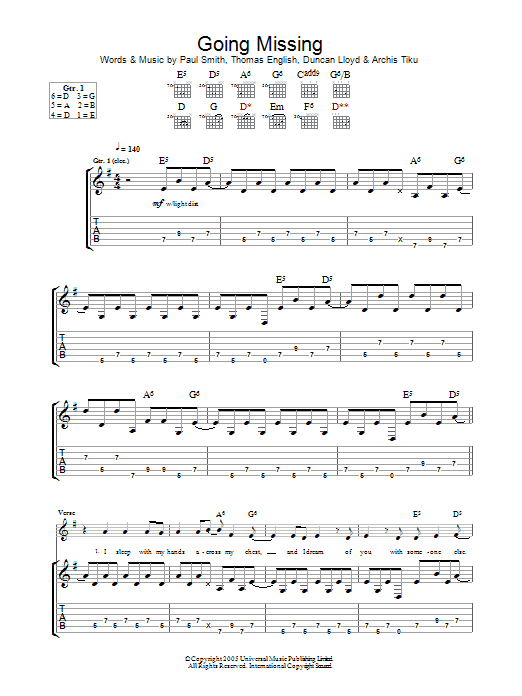 Learn to play Maximo Park Going Missing sheet music for Guitar Chords/Lyrics in minutes. Price: 5.8900$ Maximo Park Going Missing sheet music notes and chords. Download Printable PDF.