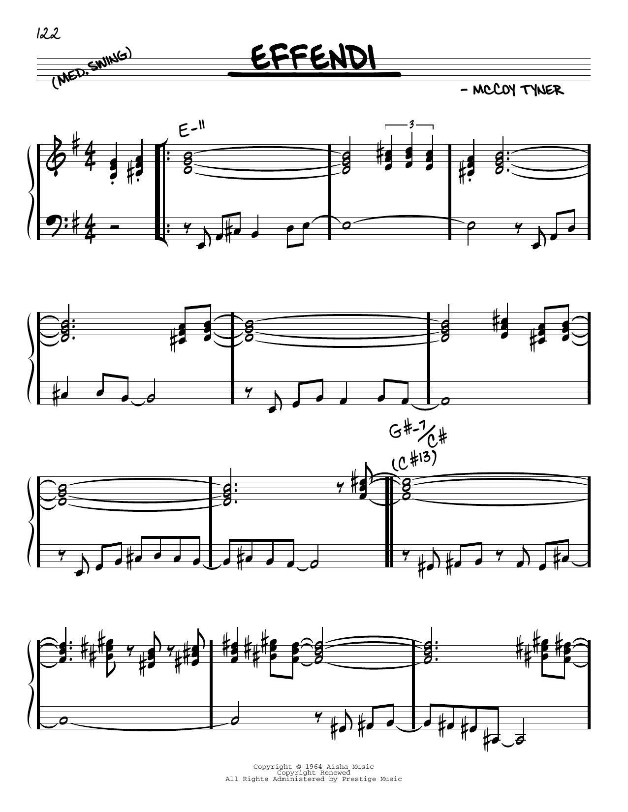 McCoy Tyner Effendi sheet music notes and chords. Download Printable PDF.