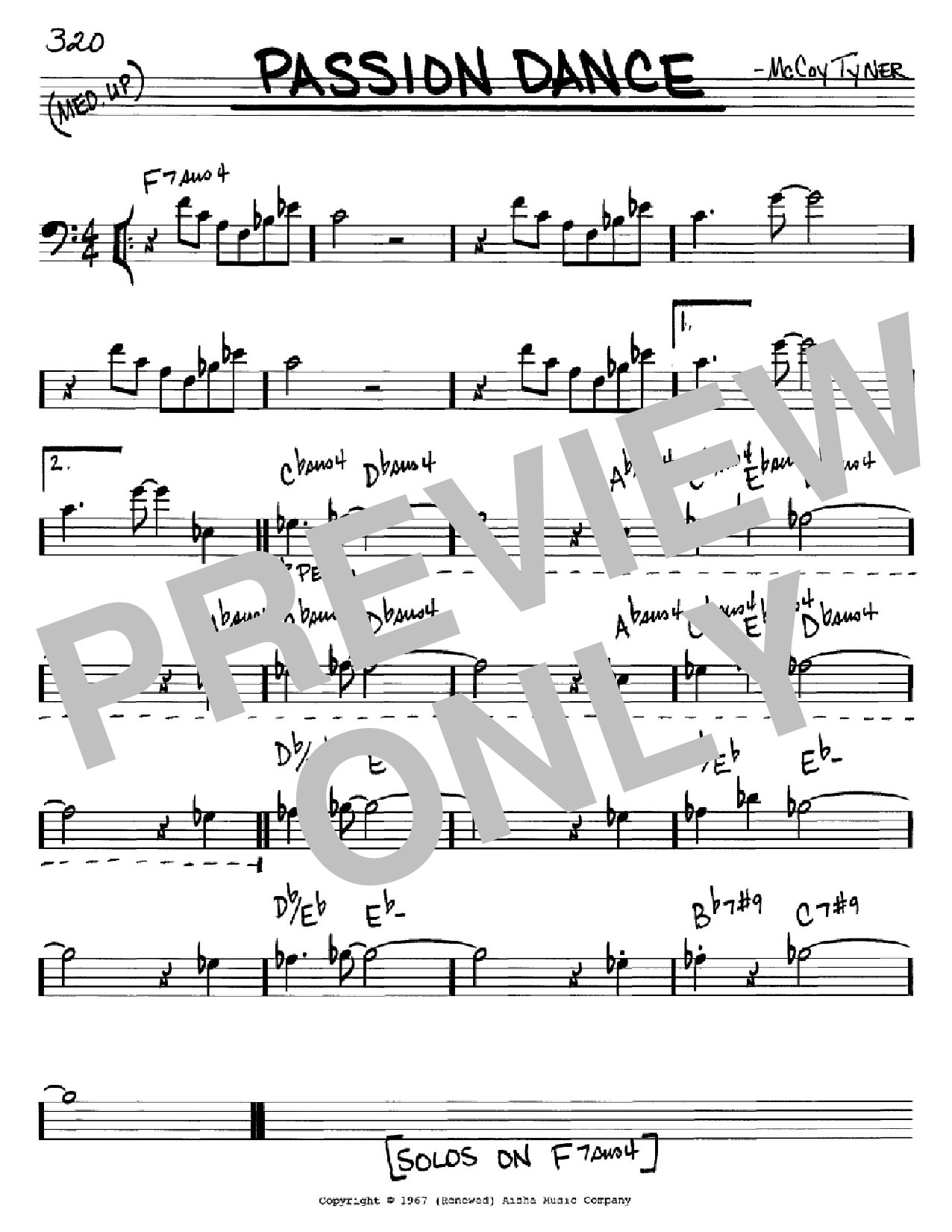 McCoy Tyner Passion Dance sheet music notes and chords. Download Printable PDF.