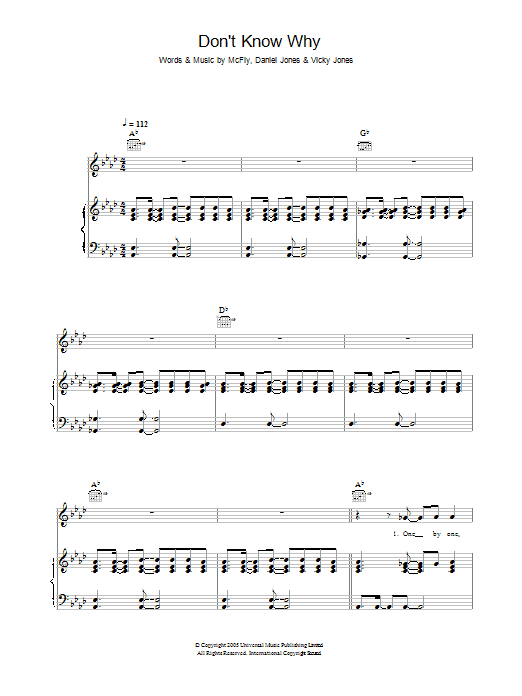 McFly Don't Know Why sheet music notes and chords. Download Printable PDF.