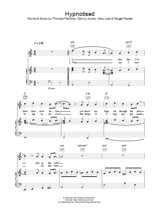 McFly Hypnotised sheet music notes and chords. Download Printable PDF.