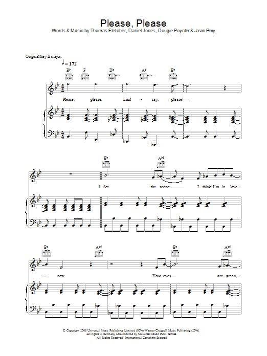 McFly Please, Please sheet music notes and chords. Download Printable PDF.