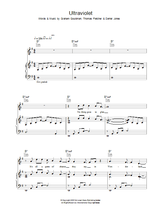 McFly Ultraviolet sheet music notes and chords. Download Printable PDF.