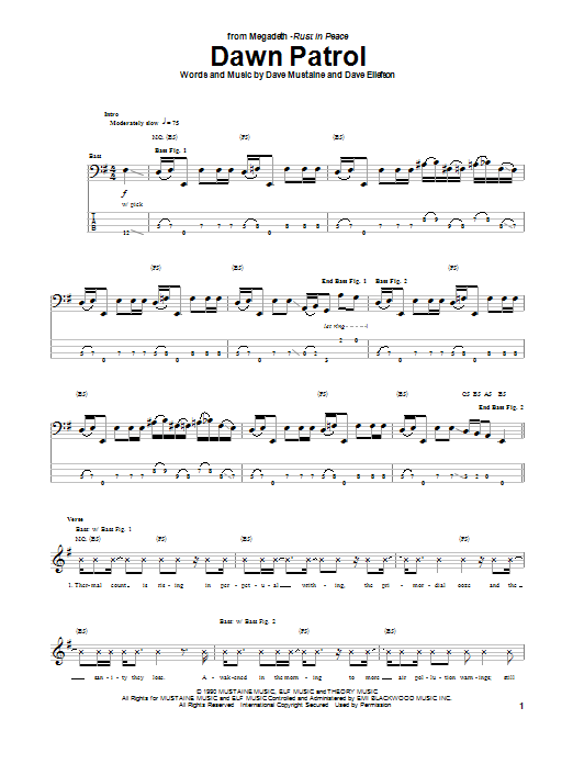 Megadeth Dawn Patrol sheet music notes and chords. Download Printable PDF.