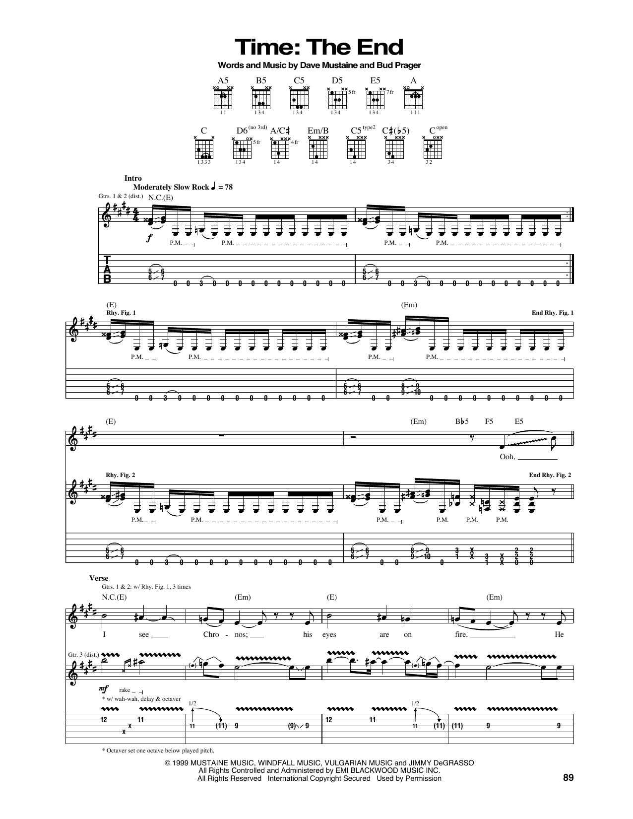 Megadeth Time: The End sheet music notes and chords. Download Printable PDF.