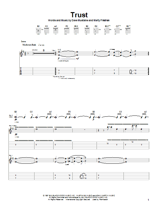 Megadeth Trust sheet music notes and chords. Download Printable PDF.