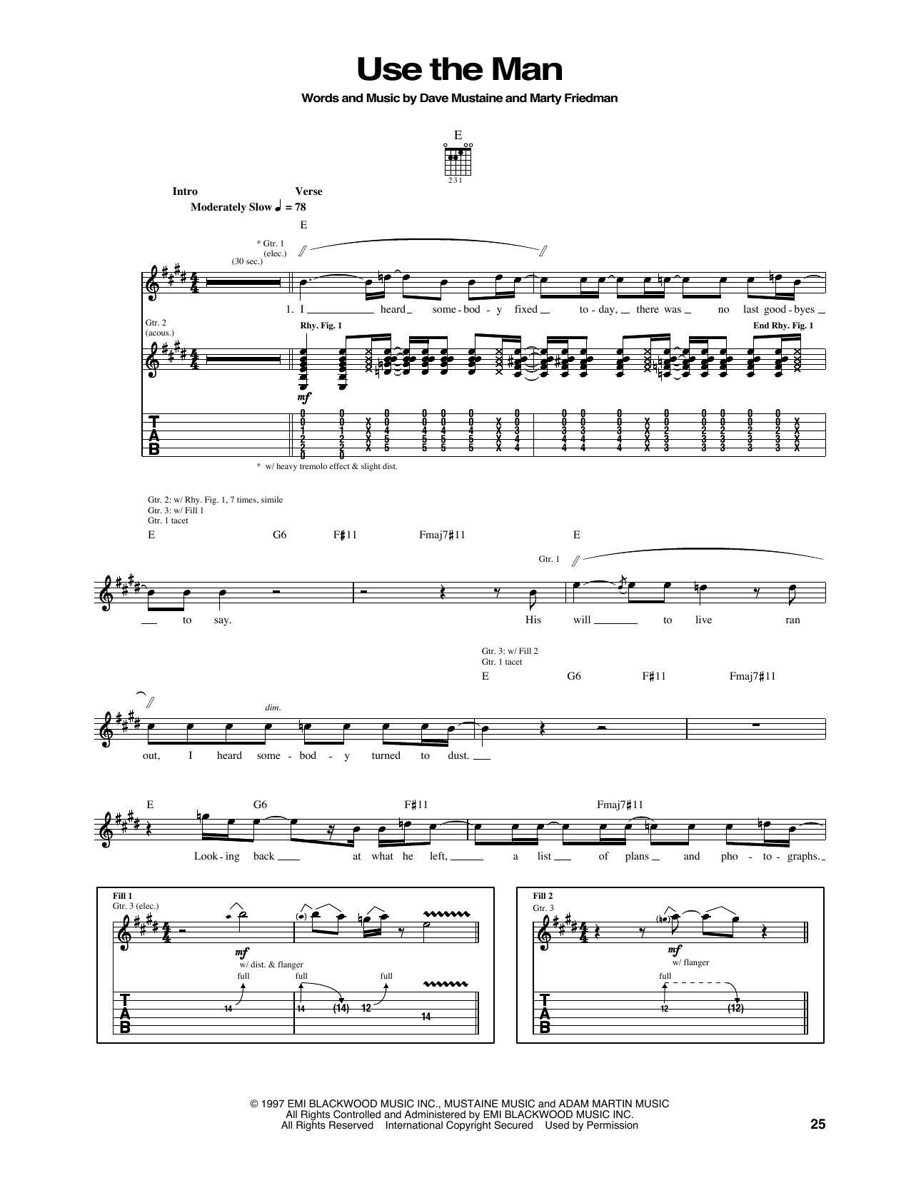 Megadeth Use The Man sheet music notes and chords. Download Printable PDF.