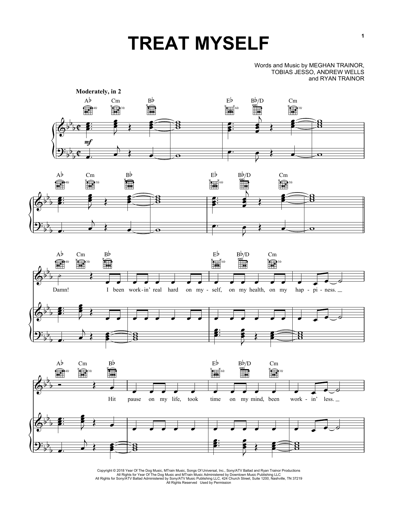 Meghan Trainor Treat Myself sheet music notes and chords. Download Printable PDF.