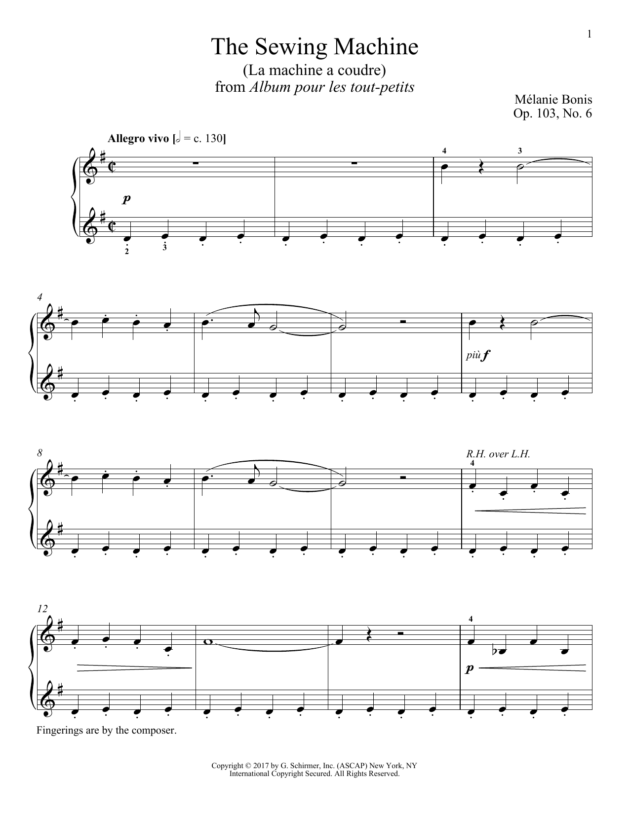 Learn to play Melanie Bonis The Sewing Machine (La machine a courde) sheet music for Piano Solo in minutes. Melanie Bonis The Sewing Machine (La machine a courde) sheet music notes and chords. Download Printable PDF.