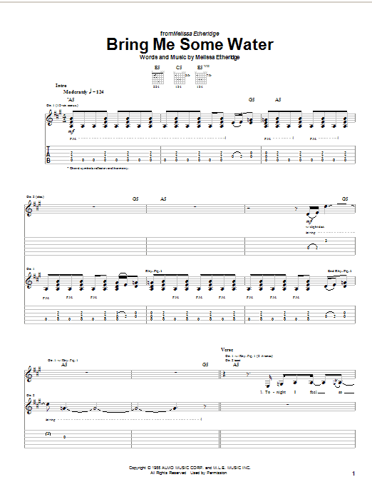 Learn to play Melissa Etheridge Bring Me Some Water sheet music for Piano, Vocal & Guitar (Right-Hand Melody) in minutes. Melissa Etheridge Bring Me Some Water sheet music notes and chords. Download Printable PDF.