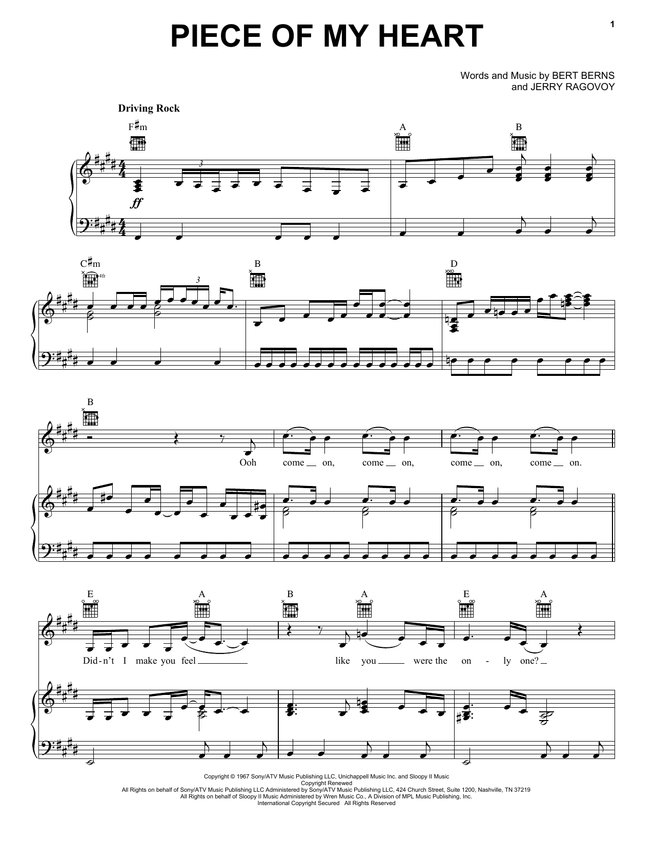 Melissa Etheridge 'Piece Of My Heart' Sheet Music & Chords  Printable  Piano, Vocal & Guitar PDF Notes 