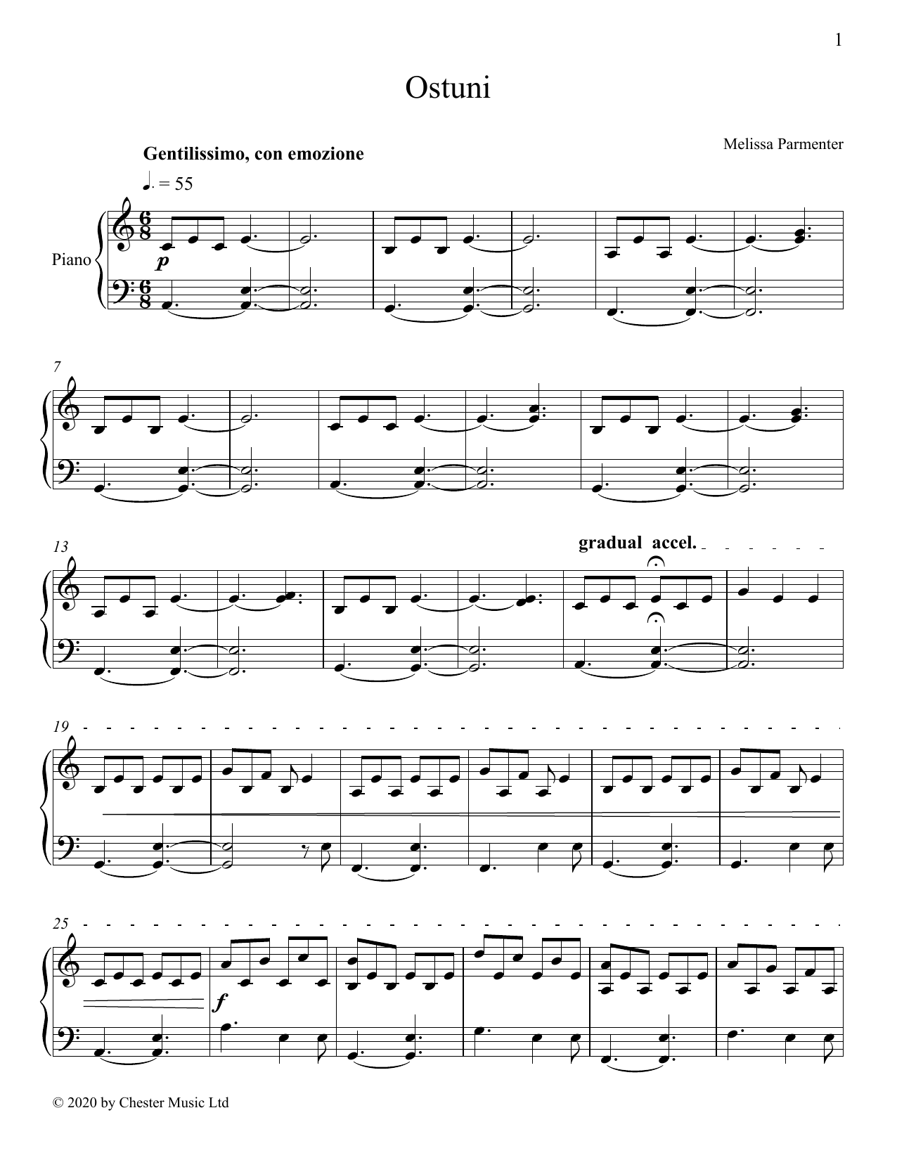 Melissa Parmenter Ostuni sheet music notes and chords. Download Printable PDF.