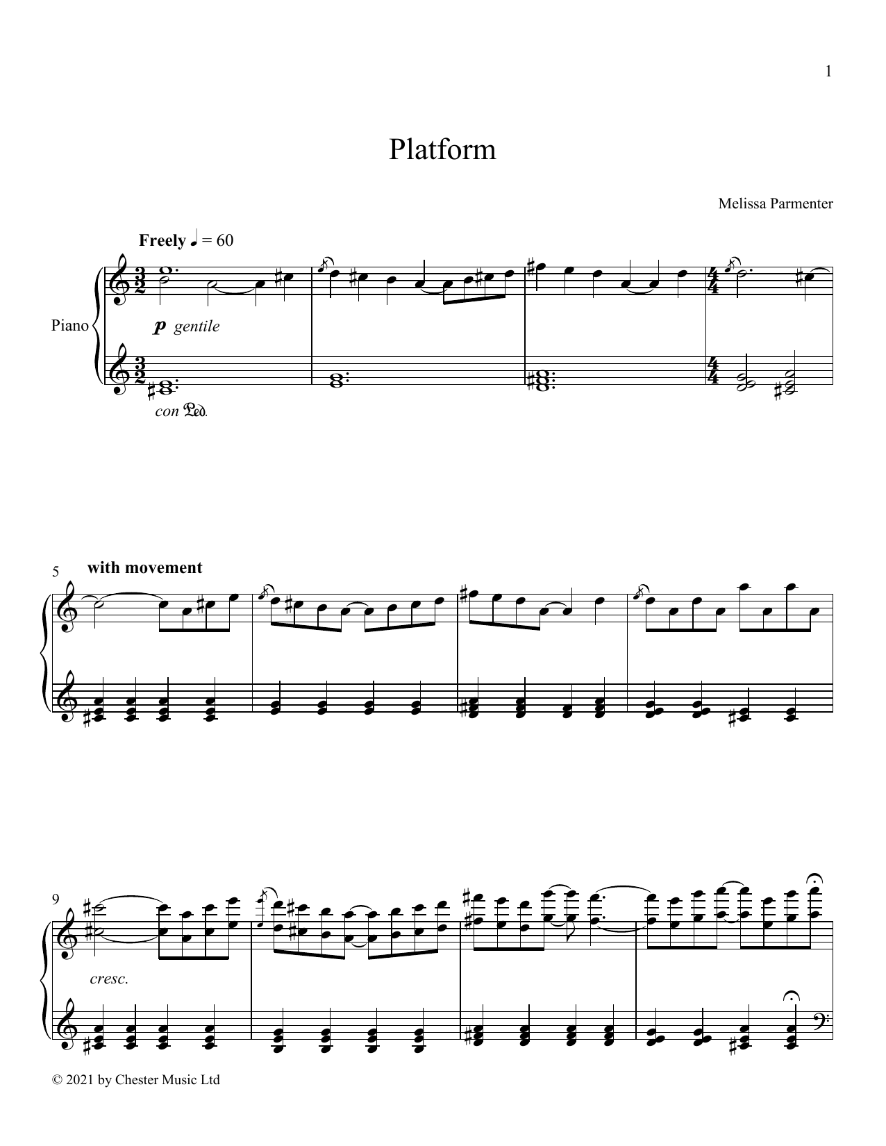 Learn to play Melissa Parmenter Platform sheet music for Piano Solo in minutes. Price: 7.8900$ Melissa Parmenter Platform sheet music notes and chords arranged for Piano Solo