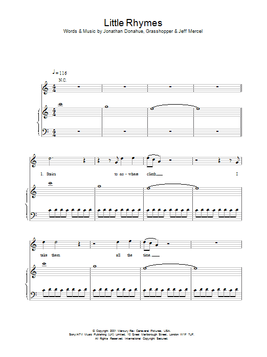 Mercury Rev Little Rhymes sheet music notes and chords. Download Printable PDF.