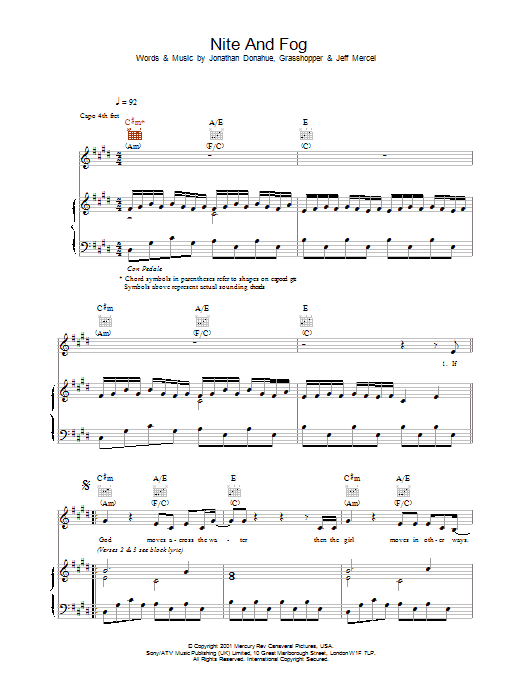 Mercury Rev Nite And Fog sheet music notes and chords. Download Printable PDF.