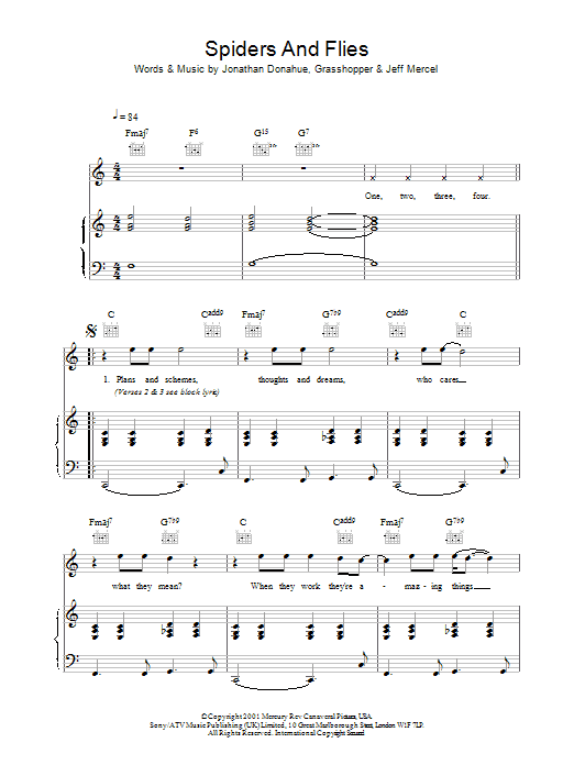 Mercury Rev Spiders And Flies sheet music notes and chords. Download Printable PDF.