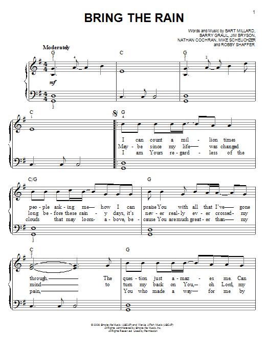 MercyMe Bring The Rain sheet music notes and chords. Download Printable PDF.