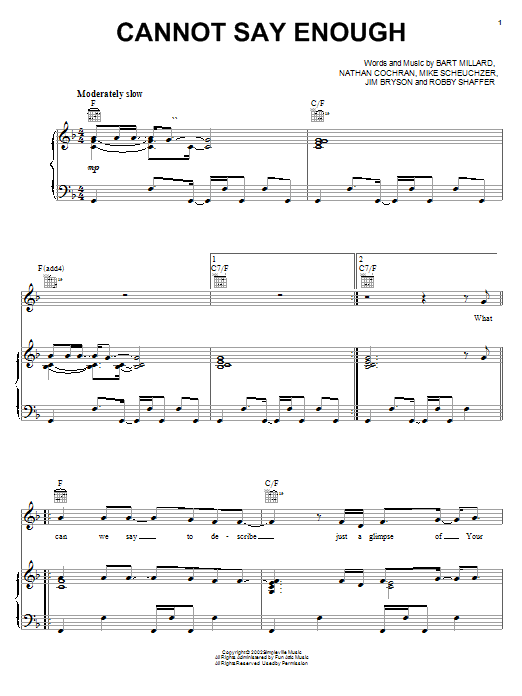 Learn to play MercyMe Cannot Say Enough sheet music for Easy Piano in minutes. MercyMe Cannot Say Enough sheet music notes and chords. Download Printable PDF.