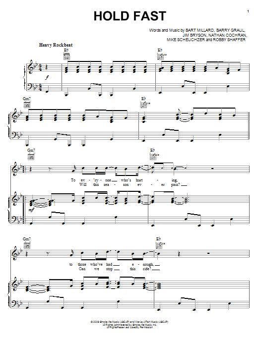 MercyMe Hold Fast sheet music notes and chords. Download Printable PDF.
