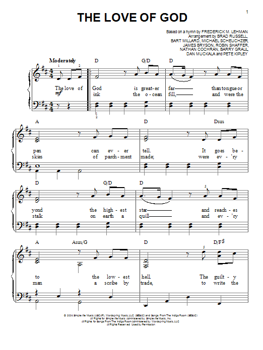 MercyMe The Love Of God sheet music notes and chords. Download Printable PDF.