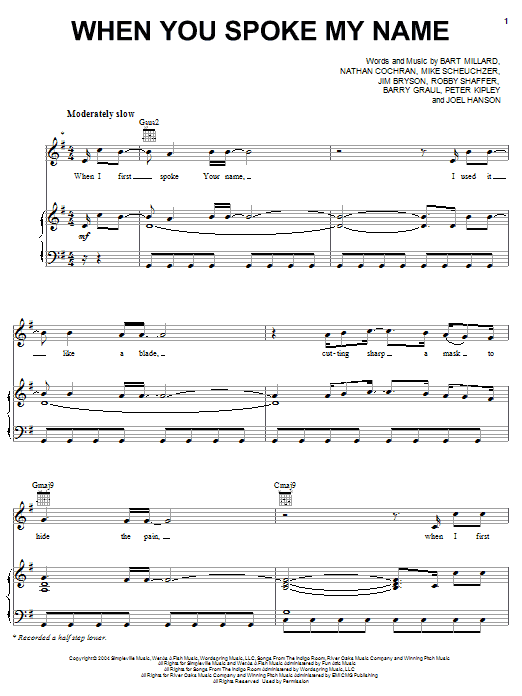 Learn to play MercyMe When You Spoke My Name sheet music for Easy Piano in minutes. MercyMe When You Spoke My Name sheet music notes and chords. Download Printable PDF.