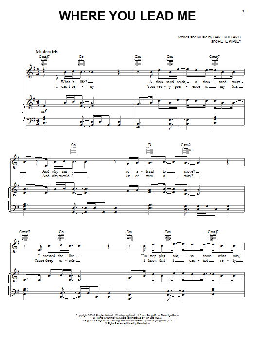 MercyMe Where You Lead Me sheet music notes and chords. Download Printable PDF.