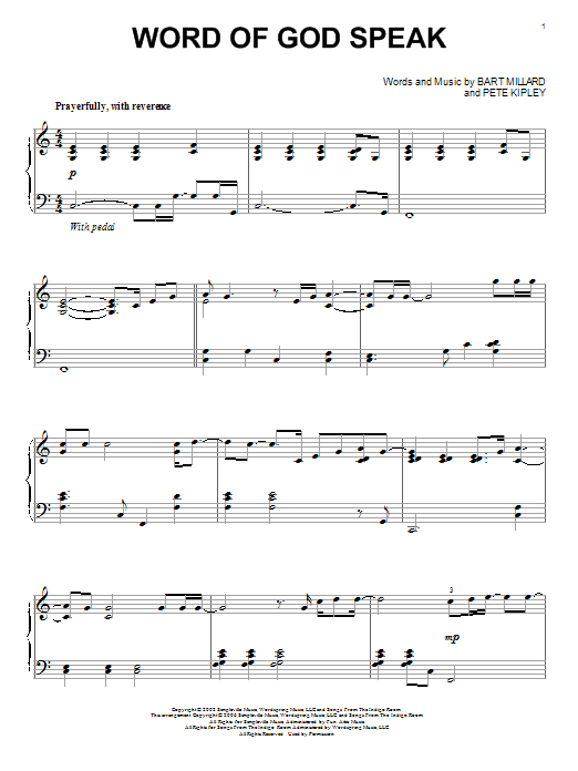 MercyMe Word Of God Speak sheet music notes and chords. Download Printable PDF.