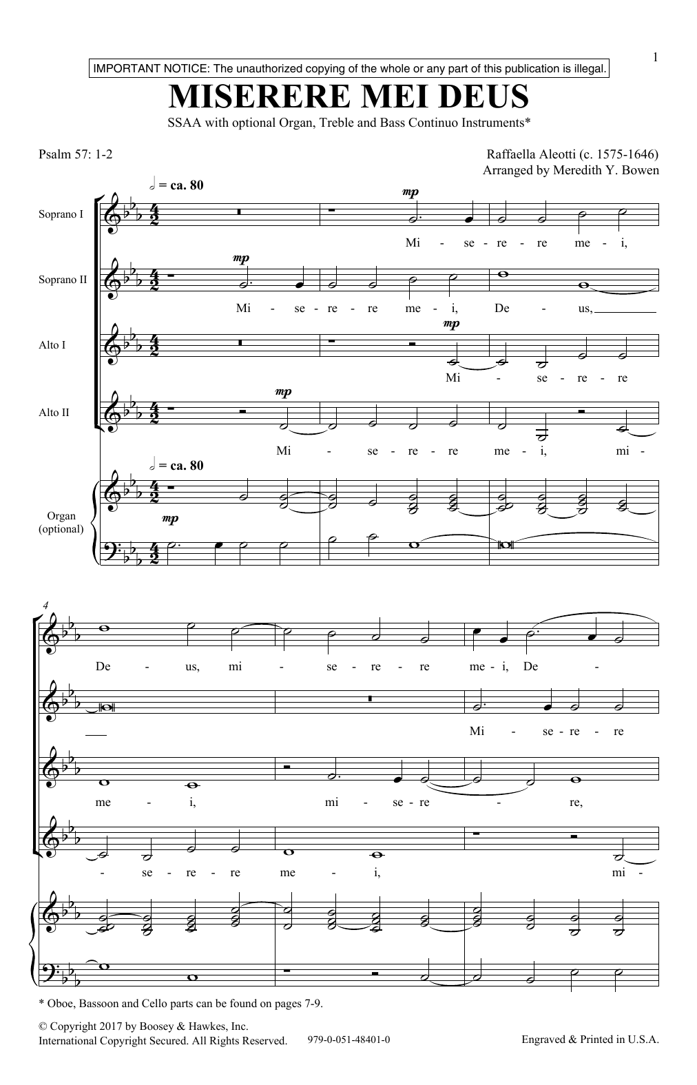 Meredith Bowen Miserere Mei Deus sheet music notes and chords. Download Printable PDF.