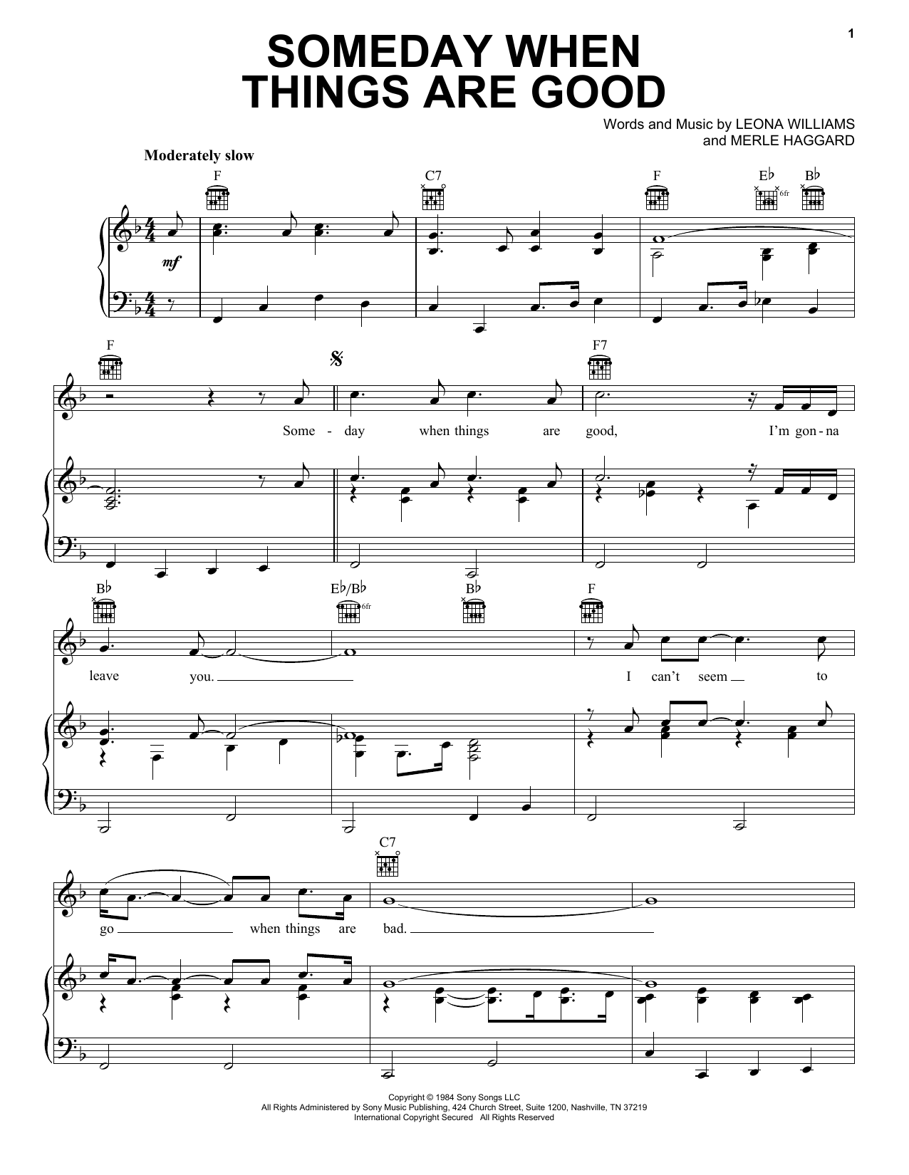 Someday When Things Are Good Sheet Music By Merle Haggard Piano