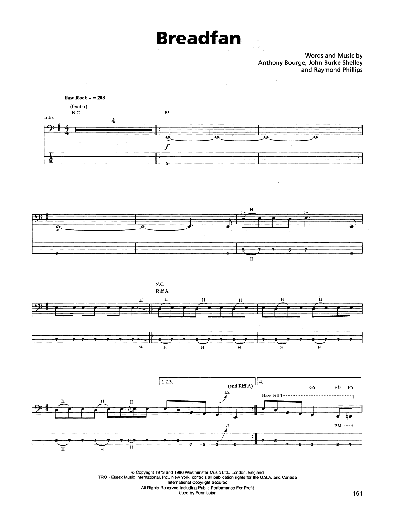 Metallica Breadfan sheet music notes and chords. Download Printable PDF.