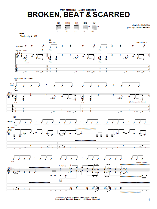 krater æstetisk Stor eg Metallica "Broken, Beat & Scarred" Sheet Music PDF Notes, Chords | Rock  Score Drums Transcription Download Printable. SKU: 174800