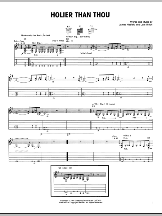 Metallica Holier Than Thou sheet music notes and chords. Download Printable PDF.