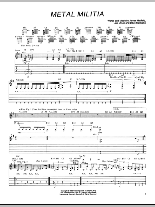 Metallica Metal Militia sheet music notes and chords. Download Printable PDF.