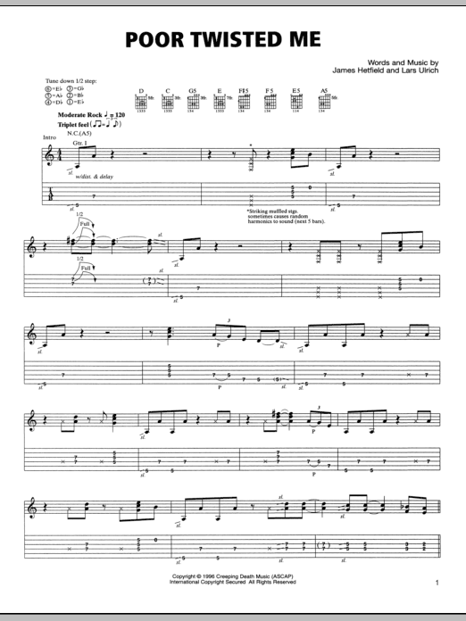 Metallica Poor Twisted Me sheet music notes and chords. Download Printable PDF.