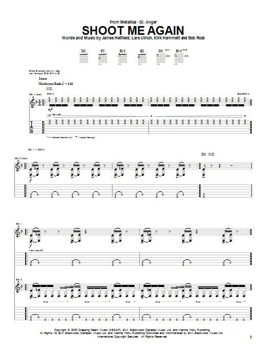 Metallica Shoot Me Again sheet music notes and chords. Download Printable PDF.