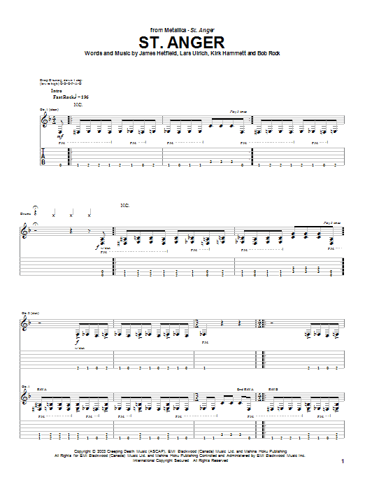 Metallica St. Anger sheet music notes and chords. Download Printable PDF.